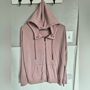Express Dusty Rose Zip Hoodie - Soft Casual Sweatshirt